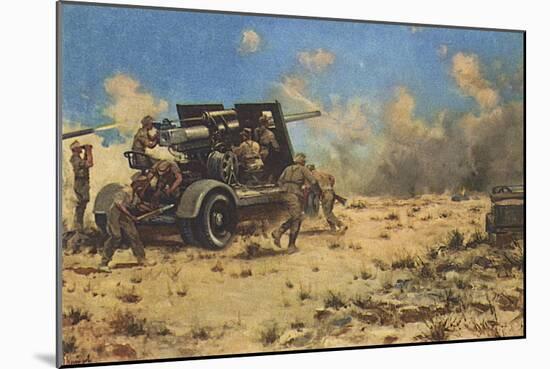 Artillery at Tobruk-null-Mounted Art Print