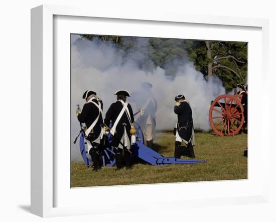 Artillery Demonstration, Revolutionary War Reenactment at Yorktown Battlefield, Virginia-null-Framed Photographic Print