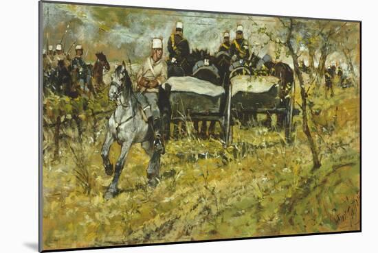 Artillery During Maneuvers-Giovanni Fattori-Mounted Giclee Print