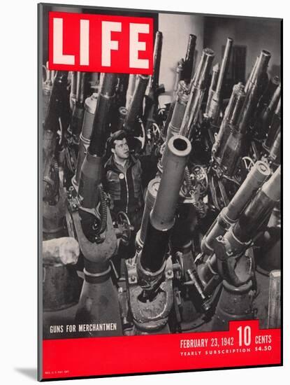 Artillery in the Brooklyn Navy Yard, Guns For Merchantmen, February 23, 1942-George Strock-Mounted Photographic Print