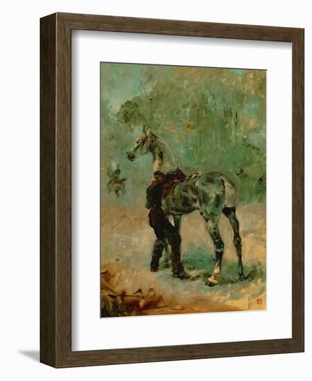 Artilleryman Saddling His Horse, 1878 or 1881-Henri de Toulouse-Lautrec-Framed Giclee Print