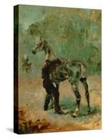 Artilleryman Saddling His Horse, 1878 or 1881-Henri de Toulouse-Lautrec-Stretched Canvas