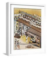 Artisans at Work, Painting Silk Screens, Edo Period (1600-1868), 17th Century, Japan-null-Framed Giclee Print