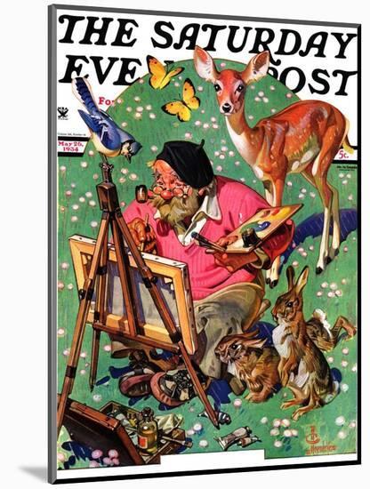 "Artist and Animals," Saturday Evening Post Cover, May 26, 1934-Joseph Christian Leyendecker-Mounted Giclee Print