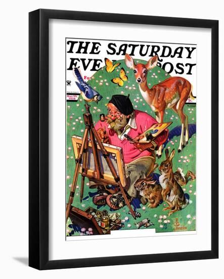 "Artist and Animals," Saturday Evening Post Cover, May 26, 1934-Joseph Christian Leyendecker-Framed Giclee Print