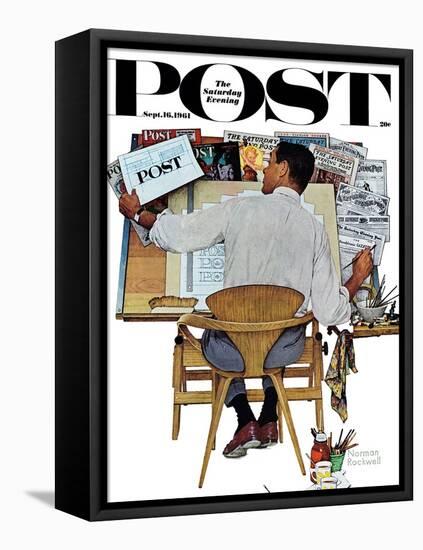 "Artist at Work" Saturday Evening Post Cover, September 16,1961-Norman Rockwell-Framed Stretched Canvas