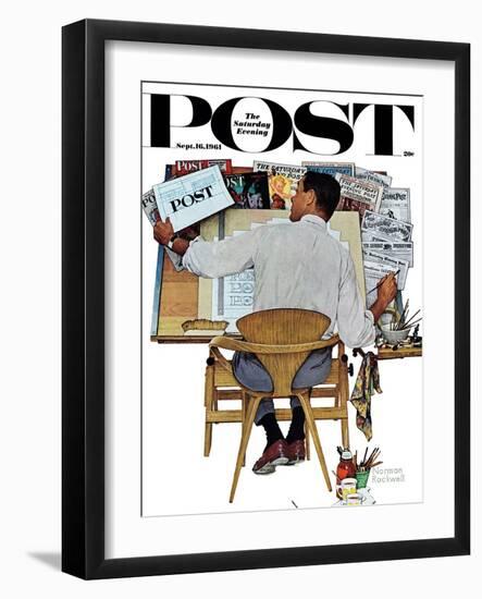 "Artist at Work" Saturday Evening Post Cover, September 16,1961-Norman Rockwell-Framed Giclee Print