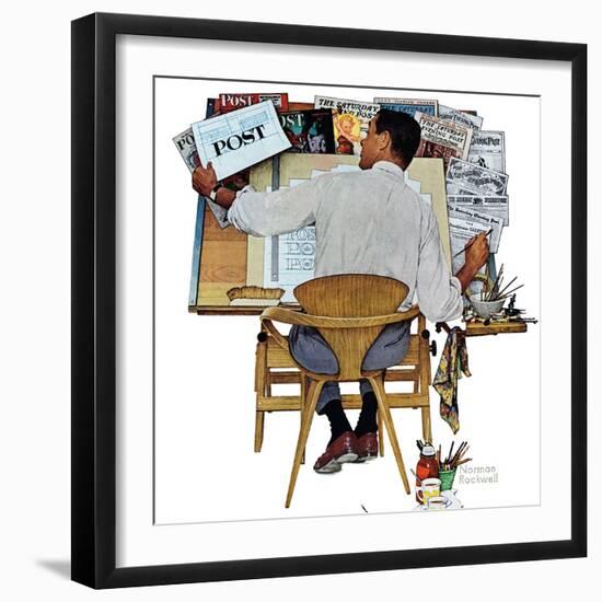 "Artist at Work", September 16,1961-Norman Rockwell-Framed Giclee Print