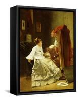 Artist at Work-Alfred Emile Stevens-Framed Stretched Canvas