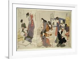 Artist, Block Carver, Applying Sizing, C.1803-Kitagawa Utamaro-Framed Giclee Print