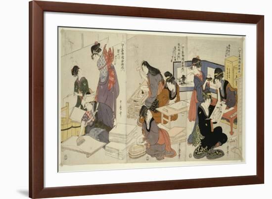 Artist, Block Carver, Applying Sizing, C.1803-Kitagawa Utamaro-Framed Giclee Print