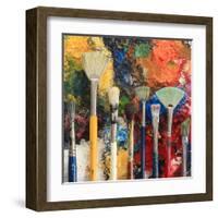 Artist Brushes On An Oil Painting Background-Hannamariah-Framed Art Print