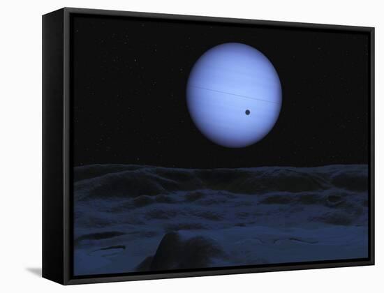 Artist' Concept of Neptune as Seen from its Largest Moon Triton-Stocktrek Images-Framed Stretched Canvas