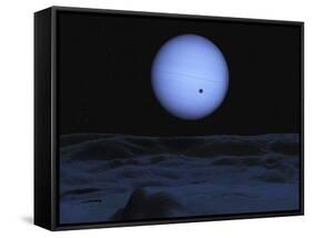 Artist' Concept of Neptune as Seen from its Largest Moon Triton-Stocktrek Images-Framed Stretched Canvas