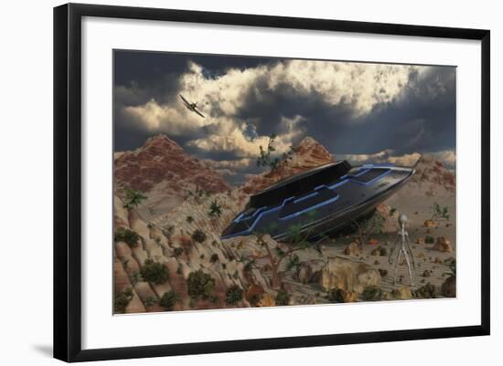 Artist Concept of the Roswell Incident-Stocktrek Images-Framed Art Print