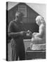Artist Donald Hord Working on Sculpture-Peter Stackpole-Stretched Canvas