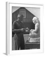 Artist Donald Hord Working on Sculpture-Peter Stackpole-Framed Premium Photographic Print