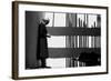 Artist Georgia O'Keeffe Against a Wall Amidst the Shadows of a Fence, Abiquiu, New Mexico, 1966-John Loengard-Framed Photographic Print