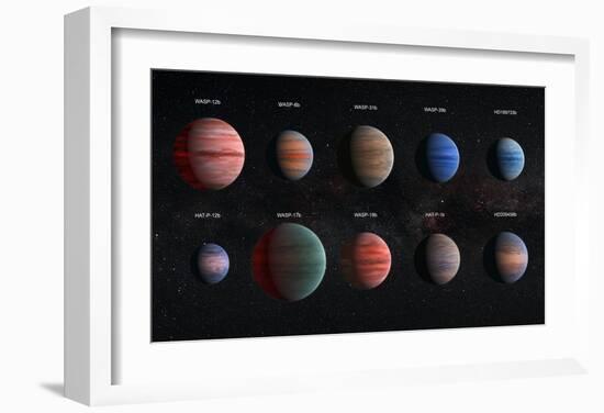 Artist Impression of Hot Jupiter Exoplanets - Annotated-null-Framed Art Print