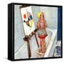 "Artist in the Bathtub", October 28, 1950-Jack Welch-Framed Stretched Canvas