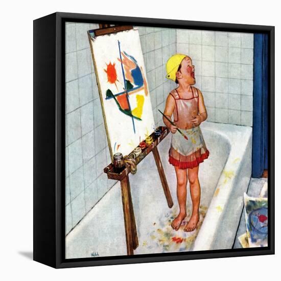 "Artist in the Bathtub", October 28, 1950-Jack Welch-Framed Stretched Canvas