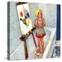 "Artist in the Bathtub", October 28, 1950-Jack Welch-Stretched Canvas