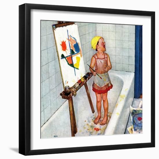 "Artist in the Bathtub", October 28, 1950-Jack Welch-Framed Giclee Print