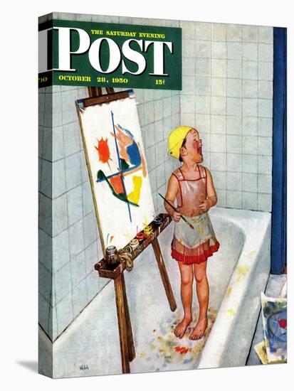 "Artist in the Bathtub" Saturday Evening Post Cover, October 28, 1950-Jack Welch-Stretched Canvas