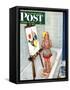 "Artist in the Bathtub" Saturday Evening Post Cover, October 28, 1950-Jack Welch-Framed Stretched Canvas