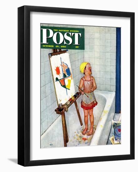 "Artist in the Bathtub" Saturday Evening Post Cover, October 28, 1950-Jack Welch-Framed Giclee Print