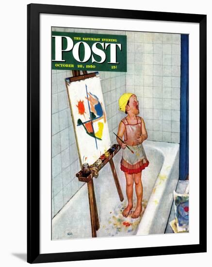 "Artist in the Bathtub" Saturday Evening Post Cover, October 28, 1950-Jack Welch-Framed Giclee Print