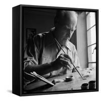Artist Lyonel Feininger at Work-Andreas Feininger-Framed Stretched Canvas