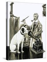 Artist Painting the Dog Listening at a Gramaphone-Peter Jackson-Stretched Canvas