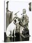 Artist Painting the Dog Listening at a Gramaphone-Peter Jackson-Stretched Canvas