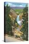 Artist Point View of Lower Falls, Yellowstone National Park, Wyoming-Lantern Press-Stretched Canvas