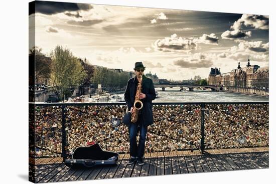 Artist - Pont des Arts - Paris - France-Philippe Hugonnard-Stretched Canvas