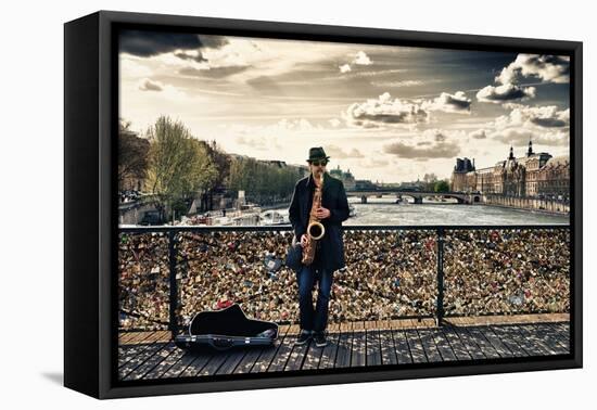 Artist - Pont des Arts - Paris - France-Philippe Hugonnard-Framed Stretched Canvas