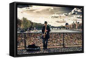 Artist - Pont des Arts - Paris - France-Philippe Hugonnard-Framed Stretched Canvas