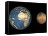 Artist's Concept Comparing the Size of Mars with That of the Earth-Stocktrek Images-Framed Stretched Canvas