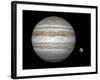 Artist's Concept Comparing the Size of the Gas Giant Jupiter with That of the Earth-Stocktrek Images-Framed Photographic Print