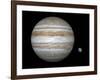 Artist's Concept Comparing the Size of the Gas Giant Jupiter with That of the Earth-Stocktrek Images-Framed Photographic Print