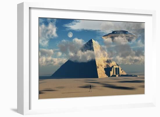 Artist's Concept Illustrating How Aliens Helped to Build Ancient Egyptian Monuments-Stocktrek Images-Framed Art Print