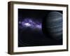 Artist's Concept of a Blue Ringed Gas Giant in Front of a Galaxy-Stocktrek Images-Framed Photographic Print