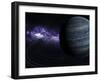 Artist's Concept of a Blue Ringed Gas Giant in Front of a Galaxy-Stocktrek Images-Framed Photographic Print