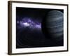 Artist's Concept of a Blue Ringed Gas Giant in Front of a Galaxy-Stocktrek Images-Framed Photographic Print