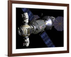 Artist's Concept of a Deep Space Vehicle with Extended Stay Module and Manned Maneuvering Vehicles-Stocktrek Images-Framed Photographic Print