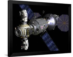 Artist's Concept of a Deep Space Vehicle with Extended Stay Module and Manned Maneuvering Vehicles-Stocktrek Images-Framed Photographic Print