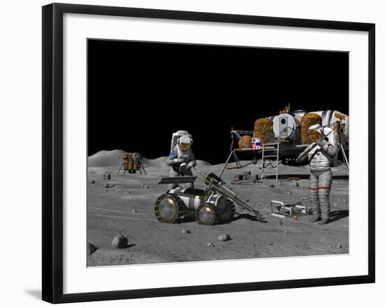 Artist's Concept of a Future Lunar Exploration Mission-Stocktrek Images-Framed Photographic Print