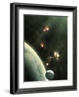 Artist's Concept of a Large Barren World and its Companion Moon-Stocktrek Images-Framed Photographic Print