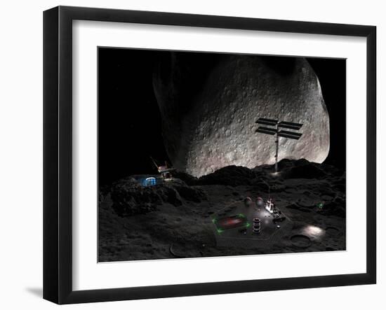 Artist's Concept of a Mining Settlement on the Double Asteroid 90 Antiope-Stocktrek Images-Framed Premium Photographic Print